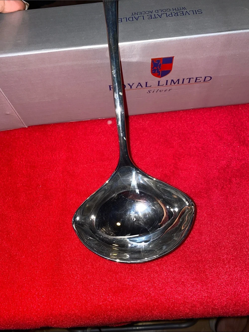 Royal Limited Silver Plated Serving Ladle with Gold Accent